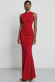 Red Mermaid 2 Piece Peak Lapel Long Work Dress