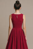 Burgundy Black Patchwork A Line Midi Formal Dress