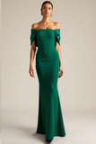 Emerald Green Mermaid Long Formal Dress with Bow