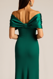 Emerald Green Mermaid Long Formal Dress with Bow