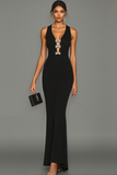 Black Mermaid Cut Out Long Formal Dress with Bows