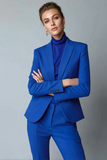 Royal Blue Peak Lapel One Button Trouser Suit