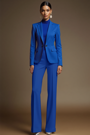 Royal Blue Peak Lapel One Button Trouser Suit
