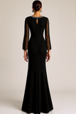 Black Round Neck Mermaid Long Formal Dress
