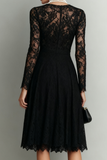 Black Lace Long Sleeves Scoop Neck Short Cocktail Dress