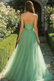 Princess Light Green Sweetheart Long Corset Prom Dress