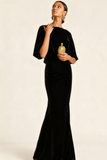 Black Velvet Mermaid Long Holiday Party Dress