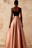 Vintage Rose Black A Line Long Formal Dress