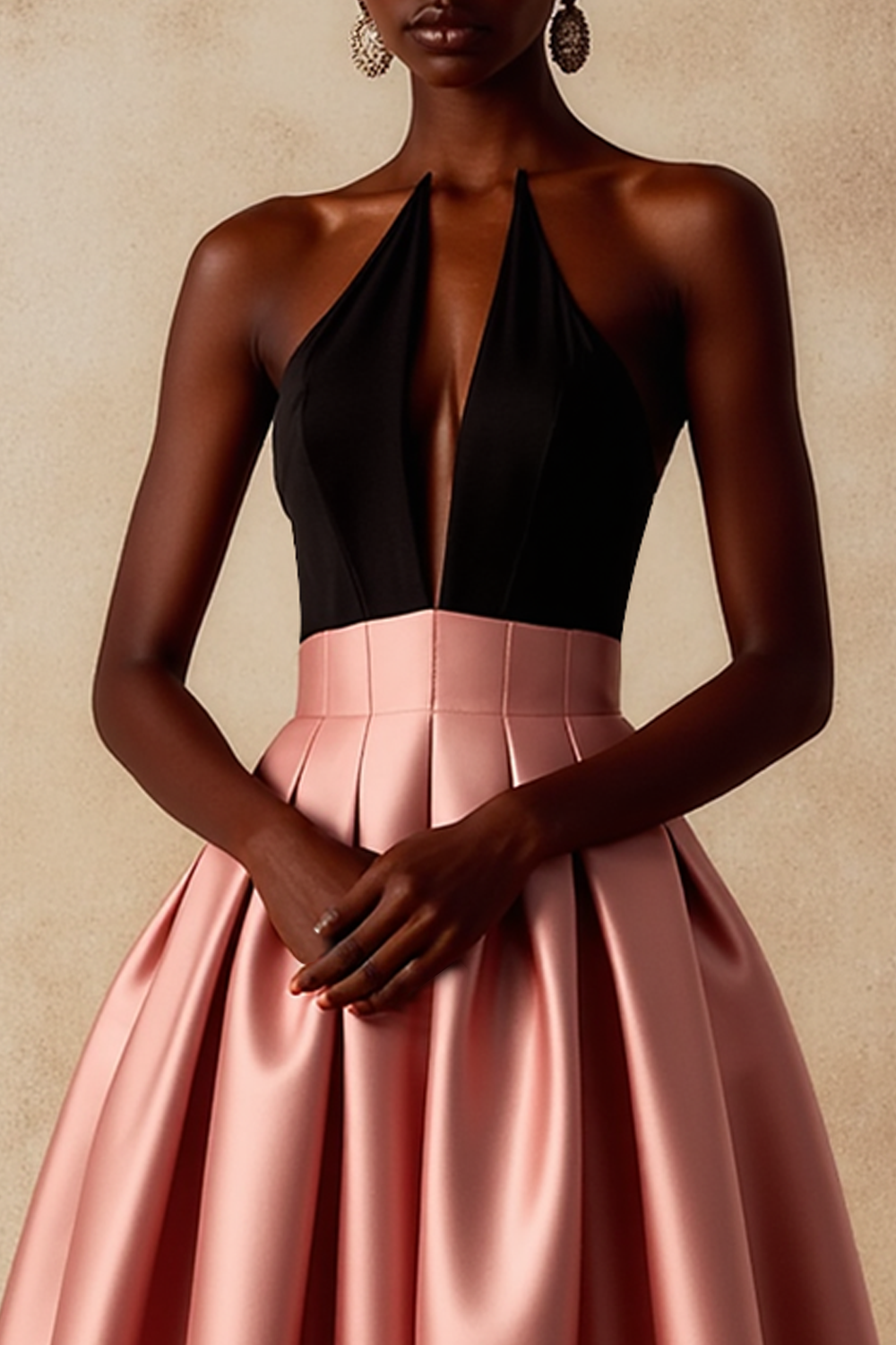Vintage Rose Black A Line Long Formal Dress