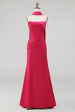Black Ruched Satin Mermaid Strapless Long Formal Dress