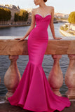 Sparkly Red Sweetheart Mermaid Long Prom Dress with Beading