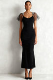 Elegant Black Mermaid Long Formal Dress with Beading