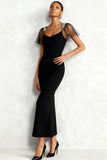 Elegant Black Mermaid Long Formal Dress with Beading