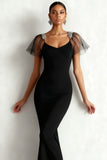 Elegant Black Mermaid Long Formal Dress with Beading