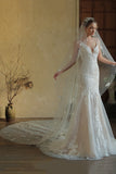 Ivory Long Tulle Wedding Veil with Butterflies