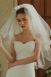Ivory Tulle Bow Short Wedding Veil