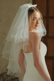 Ivory Tulle Bow Short Wedding Veil