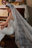 Ivory Lace 1 Tier Long Wedding Veil