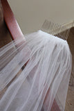 Ivory Midi 1 Tier Floral Tulle Wedding Veil with Appliques