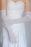 Tulle White Bridal Gloves with Pearls