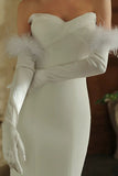 White Feathers Bridal Gloves