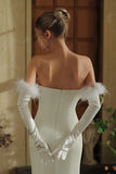 White Feathers Bridal Gloves