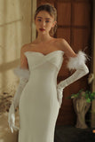 White Feathers Bridal Gloves