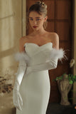 White Feathers Bridal Gloves