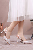 Ivory Pointed Toe Lace Pump Wedding Stiletto Heels