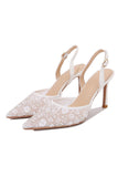 Ivory Pointed Toe Lace Pump Wedding Stiletto Heels