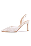 Ivory Pointed Toe Lace Pump Wedding Stiletto Heels