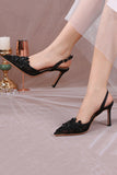 Ivory Lace Pump Pointed Toe Appliqued Wedding Heels