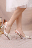 Ivory Lace Pump Pointed Toe Appliqued Wedding Heels
