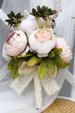 Blush Pink Flower Hand Holding Wedding Bouquet with Bow