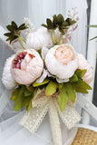 Blush Pink Flower Hand Holding Wedding Bouquet with Bow
