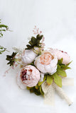 Blush Pink Flower Hand Holding Wedding Bouquet with Bow