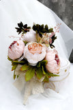 Blush Pink Flower Hand Holding Wedding Bouquet with Bow