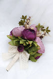 Blush Pink Flower Hand Holding Wedding Bouquet with Bow