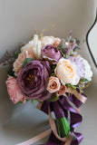Artificial Flower Purple Bridal Bouquet