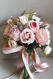 Candy Pink Hand Holding Artificial Flower Bridal Bouquet