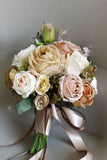 Champagne Flower Hand Holding Bridal Bouquet