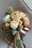 Champagne Flower Hand Holding Bridal Bouquet