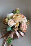 Champagne Flower Hand Holding Bridal Bouquet