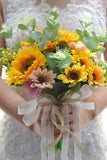 Yellow Hand Holding Bow Bridal Bouquet