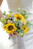 Yellow Hand Holding Bow Bridal Bouquet