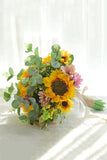 Yellow Hand Holding Bow Bridal Bouquet