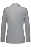 Light Grey Men's Striped Notched Lapel Suits