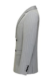 Light Grey Men's Striped Notched Lapel Suits