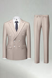 Double Breasted Black Slim Fit 2 Piece Men's Suits