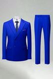 Double Breasted Black Slim Fit 2 Piece Men's Suits